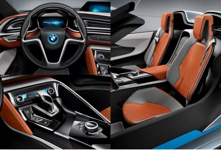 Интерьеры обеих версий спорткара BMW i8 будут идентичными.