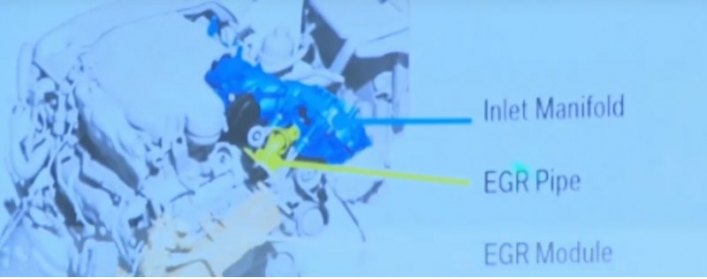 Бежевым цветом внизу показан блок EGR, желтым — патрубок EGR, синим — впускной коллектор. Ремонт…