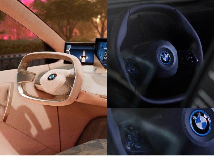 В концепте Vision iNext (слева) руль был шестиугольным, почти что прямоугольным. А в серийном…