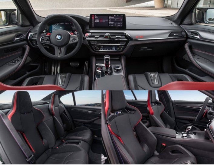 У M5 CS поистине крутой интерьер — строго четырехместный, с креслами-ковшами на обоих рядах…
