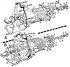 Details of the crankcase of a four-speed gearbox