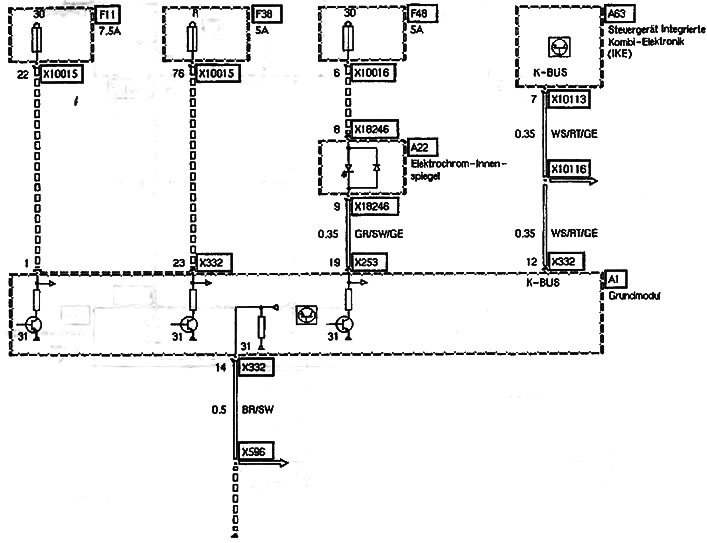 K-bus power supply, auto-dimming interior rearview mirror (BMW 5 Series ...