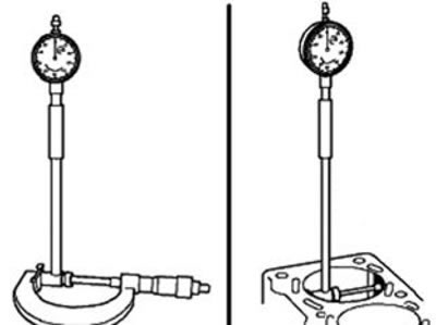 8. Установить микрометр на зеркало цилиндра.