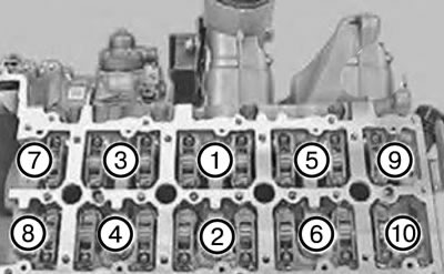 32. Instalați o garnitură nouă de chiulasă cu o grosime predeterminată (numărul de găuri de…