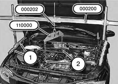7. Собрать и установить приспособление 000200 с приспособлением 000201/000202/000204/000208.