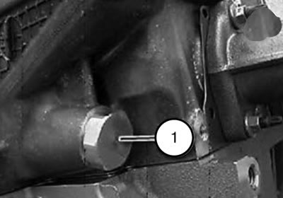 5. Снять натяжитель (1) цепи.