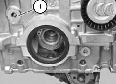 42. Заменить уплотнительное кольцо резьбовой пробки (1).