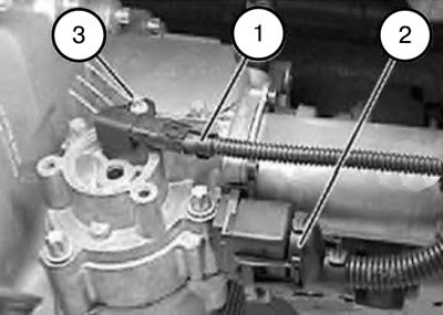 15. Deconectați conectorii (1) și (2) de la servomotor.