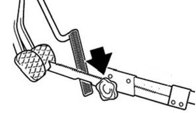 2. Apăsați complet pedala de frână și fixați-o cu opritorul.
