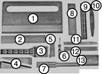 009310 Mounting wedges (set in a plastic suitcase)