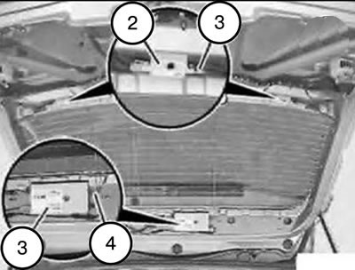 5. Deconectați conectorii (1) de la bucla de obstrucție stânga/dreapta (2) și fixați firele pe…