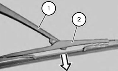 1. Move the wiper arm (1) away from the rear window.