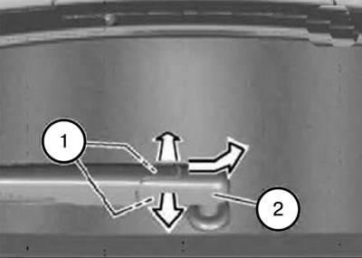 1. Pull the inner fasteners (1) in the direction indicated by the arrow and remove the cover (2) as…