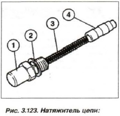 Заменить уплотнительное кольцо (2, см. рис. 3.123) и установить цилиндр плунжера натяжного…