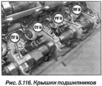Pokrywy łożysk wałka rozrządu zaworów wydechowych w rzędach cylindrów 5–8 oznaczone są symbolami…