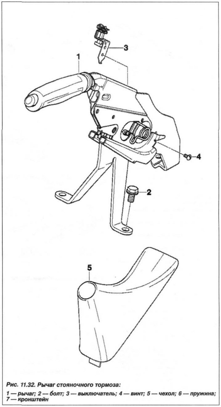 Levier de frână de parcare (de mână) (figura 11.32) prin tracțiune prin cablu (figura 11.33)…