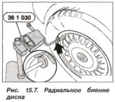 Verificați deplasarea radială a discului folosind dispozitivul «36.1.030» (Fig. 15.7). Comparați…